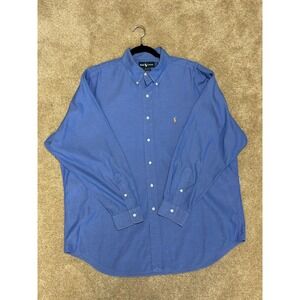 Ralph Lauren Yarmouth Men's Blue Long Sleeve Button Down Shirt 17 1/2 Flesh Pony